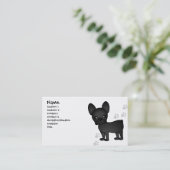 Carte De Visite Noir mignon de bande dessinée de bouledogue (Debout devant)