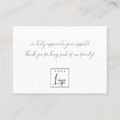 Carte De Visite Noir minimal sur Merci noir Logo Shopping (Dos)