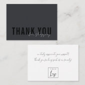 Carte De Visite Noir minimal sur Merci noir Logo Shopping (Devant / Derrière)