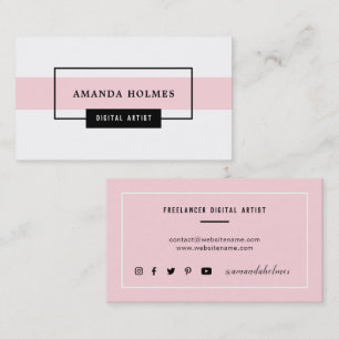 Carte De Visite Noir minimaliste/blanc/rose