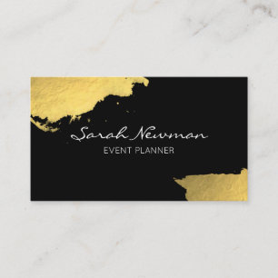 Carte De Visite Noir minimaliste moderne élégant d'or de Faux