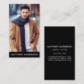 Carte De Visite Noir modèle professionnel de photo d'acteur (Devant / Derrière)