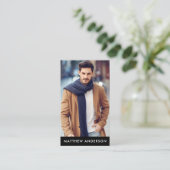 Carte De Visite Noir modèle professionnel de photo d'acteur (Debout devant)