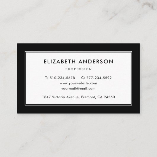 Carte De Visite Noir moderne (Dos)