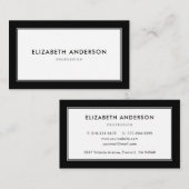 Carte De Visite Noir moderne (Devant / Derrière)