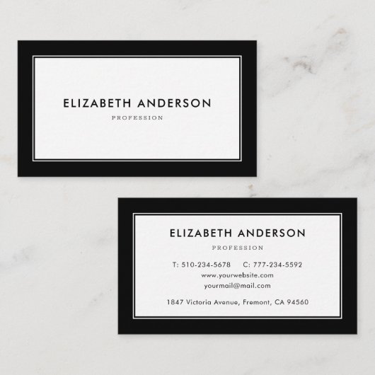 Carte De Visite Noir moderne (Devant / Derrière)