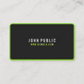 Carte De Visite Noir moderne avec angles arrondis (Dos)