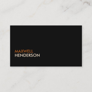 Carte De Visite Noir moderne avec Orange Brûlé + Beige Professionn