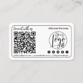 Carte De Visite Noir moderne blanc Social Media QR Code Photo Logo (Devant)