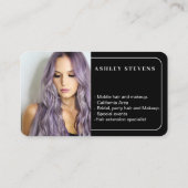 Carte De Visite Noir moderne blanc Social Media QR Code Photo Logo (Dos)