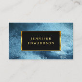 Carte De Visite Noir moderne bleu glace QR code professionnel (Devant)