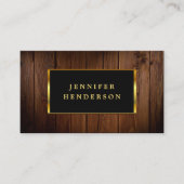 Carte De Visite Noir moderne bois QR code professionnel (Devant)