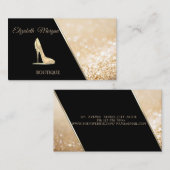 Carte De Visite Noir moderne, Bokeh Glittery, Talon élevé (Devant / Derrière)