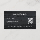 Carte De Visite Noir moderne Brush gris foncé Blanc Logo Code QR (Dos)