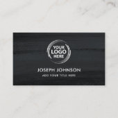 Carte De Visite Noir moderne Brush gris foncé Blanc Logo Code QR (Devant)