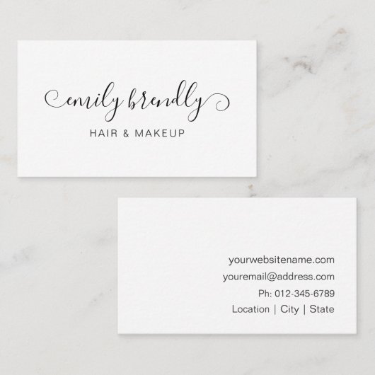 Carte de visite noir moderne chic (Devant / Derrière)