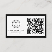 Carte De Visite Noir moderne Code QR Business Logo Professionnel (Devant)