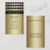 Carte de visite noir moderne de diamant de l'or #2 (Devant / Derrière)