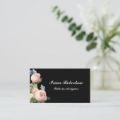Carte de visite noir moderne de rose floral de cru (Debout devant)