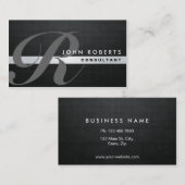 Carte De Visite Noir moderne élégant professionnel de monogramme (Devant / Derrière)