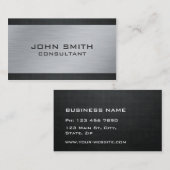 Carte De Visite Noir moderne en métal argenté professionnel (Devant / Derrière)