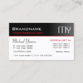 Carte De Visite Noir moderne et blanc avec Initiales Professionnel (Dos)