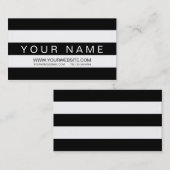 Carte De Visite Noir moderne et blanc barrés (Devant / Derrière)