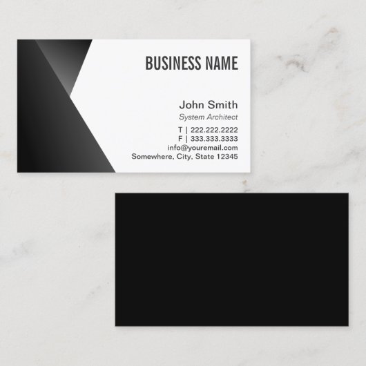 Carte De Visite Noir moderne et blanc d'architecte de système (Devant / Derrière)