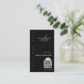 Carte De Visite Noir moderne et blanc-Enregistrer le code Date-QR- (Debout devant)