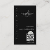 Carte De Visite Noir moderne et blanc-Enregistrer le code Date-QR- (Devant)