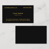 Carte De Visite Noir moderne et or (Devant / Derrière)