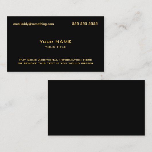 Carte De Visite Noir moderne et or (Devant / Derrière)