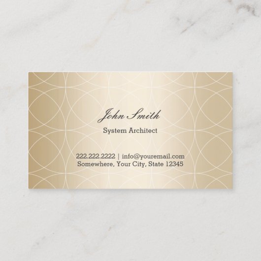 Carte De Visite Noir moderne et or d'architecte de système (Dos)