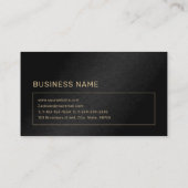 Carte De Visite Noir moderne et or Personnalisé Monogramme Profess (Dos)