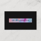 Carte De Visite Noir moderne Luxe arc-en-ciel feuille holographiqu (Devant)