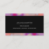 Carte De Visite Noir moderne Luxe arc-en-ciel feuille holographiqu (Dos)