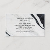 Carte De Visite Noir moderne & Marbre blanc Élégant Cheveux par no (Dos)