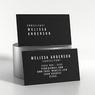 Carte De Visite Noir moderne professionnel de Minimalistic Plaine