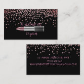 Carte De Visite Noir moderne professionnel -Diamants-Lipstick (Devant / Derrière)