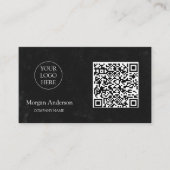 Carte De Visite Noir moderne professionnel QR Code Logo d'entrepri (Devant)