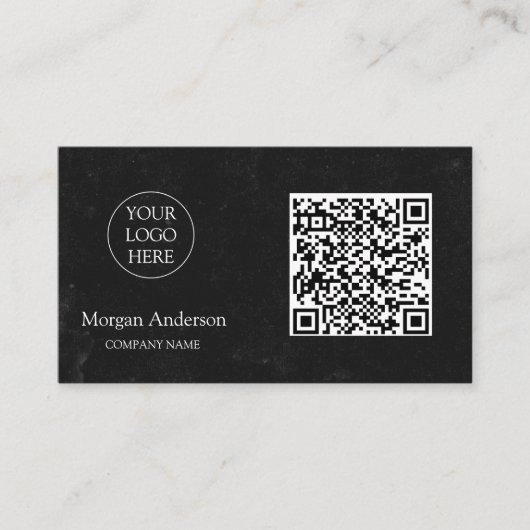Carte De Visite Noir moderne professionnel QR Code Logo d'entrepri (Devant)