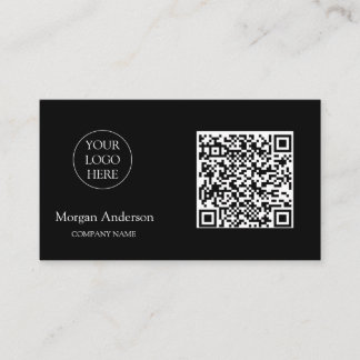 Carte De Visite Noir moderne professionnel QR Code Logo d'entrepri