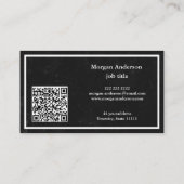 Carte De Visite Noir moderne professionnel QR Code Logo d'entrepri (Dos)