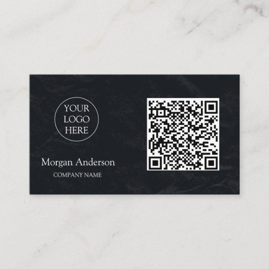 Carte De Visite Noir moderne professionnel QR Code Logo d'entrepri (Devant)
