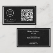 Carte De Visite Noir moderne professionnel QR Code Logo d'entrepri (Devant / Derrière)
