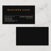 Carte de visite noir moderne professionnel riche (Devant / Derrière)