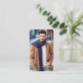 Carte De Visite Noir moderne R de photo modèle d'acteur (Debout devant)