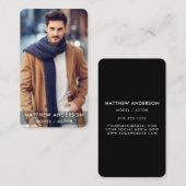 Carte De Visite Noir moderne R de photo modèle d'acteur (Devant / Derrière)