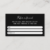 Carte De Visite Noir Moderne Référencer Un Ami (Dos)