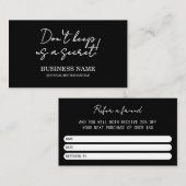 Carte De Visite Noir Moderne Référencer Un Ami (Devant / Derrière)